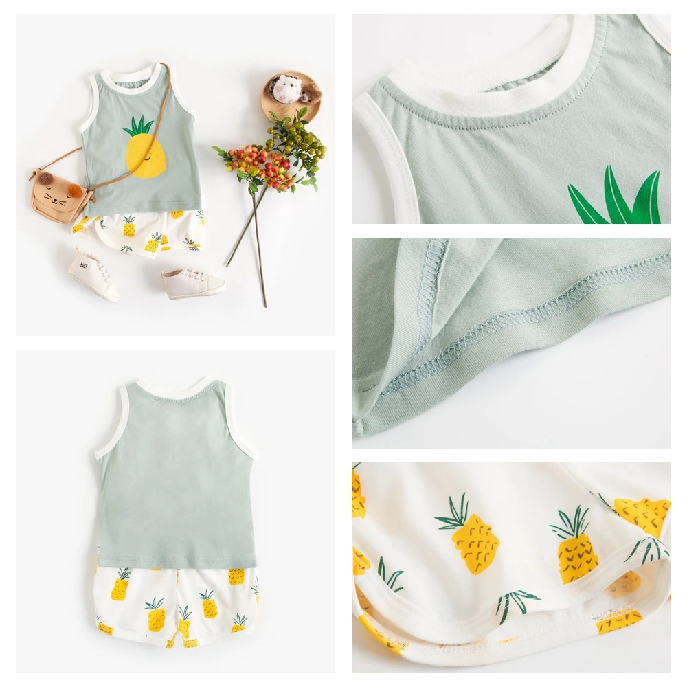 BodyBébé ensemble vert d'eau ananas sans manches été – Image 3