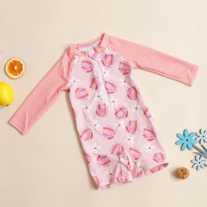 BodyBébé maillot zippé manches longues rose poudré
