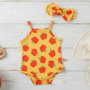 Combinaison d'été pour bébés filles bandeau et motif fruits