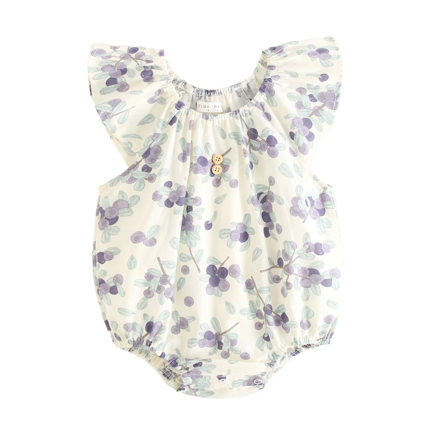 BodyBébé écru fleuri corail à volants en coton doux – Image 7