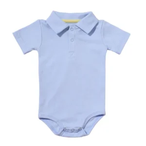 BodyBébé bleu ciel col polo manches courtes uni