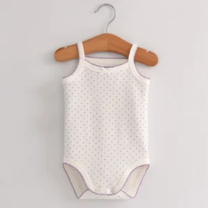 BodyBébé sans manches blanc cassé à pois été doux