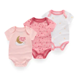 BodyBébé lot 3 bodies rose blanc coton doux bébé été