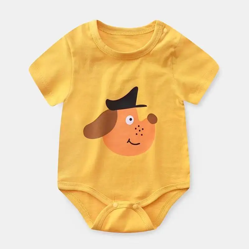 BodyBébé jaune chien manches courtes été coton doux