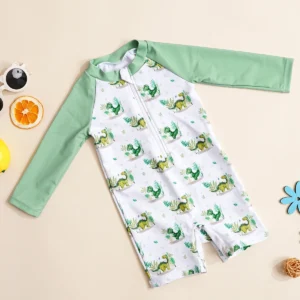 BodyBébé maillot une pièce zippé manches longues vert