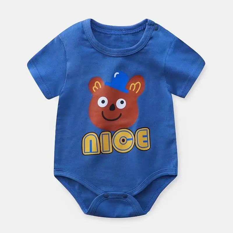 BodyBébé bleu ourson manches courtes été coton doux