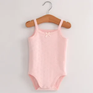 BodyBébé sans manches côtelé rose tendre été