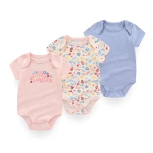 BodyBébé lot rose bleu motifs doux coton