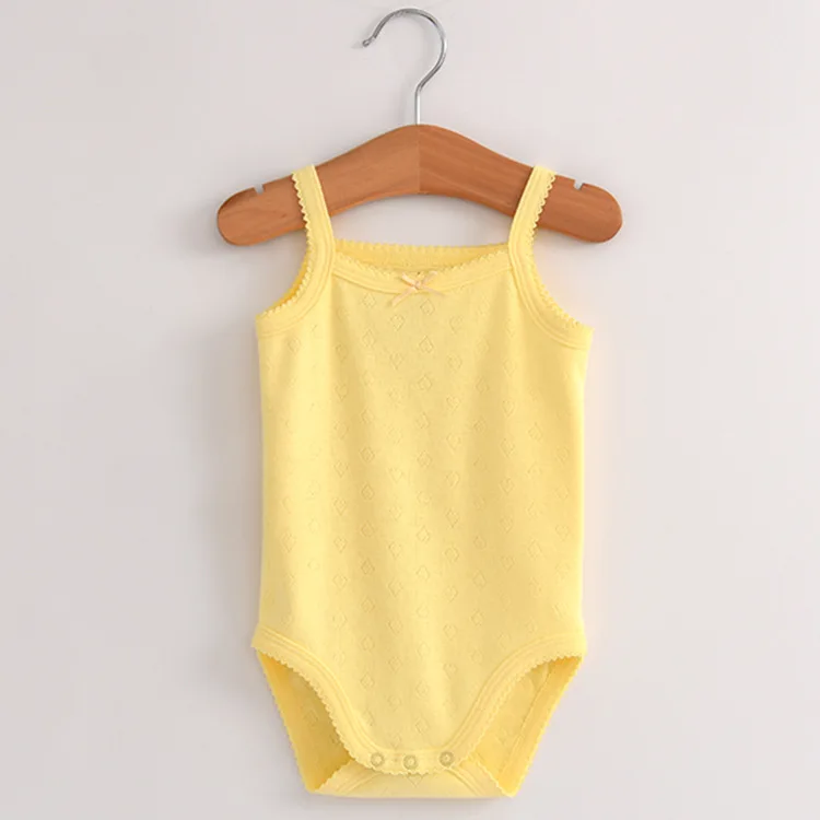 BodyBébé sans manches côtelé jaune pastel été doux