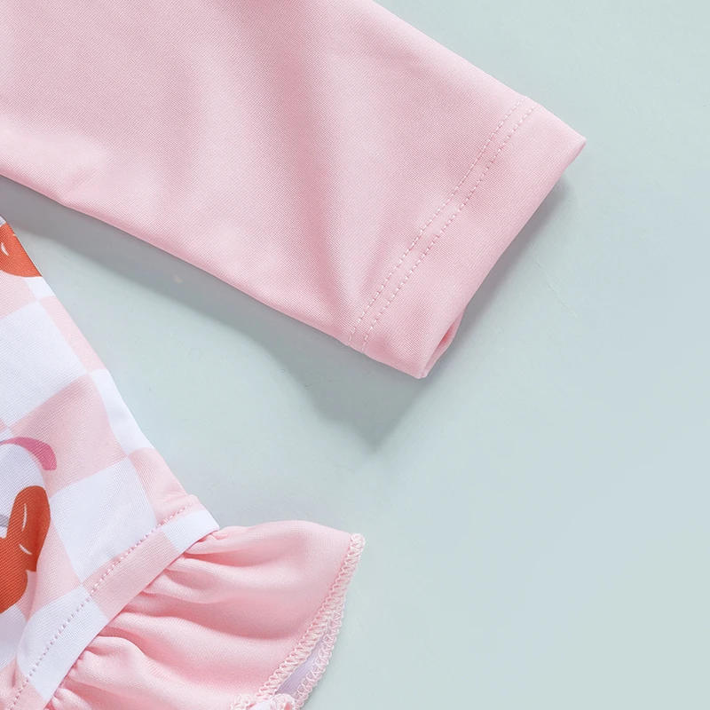 BodyBébé maillot cerises volanté manches longues rose