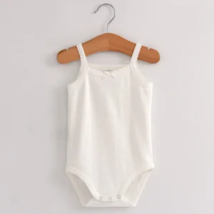 BodyBébé sans manches côtelé blanc pur été doux