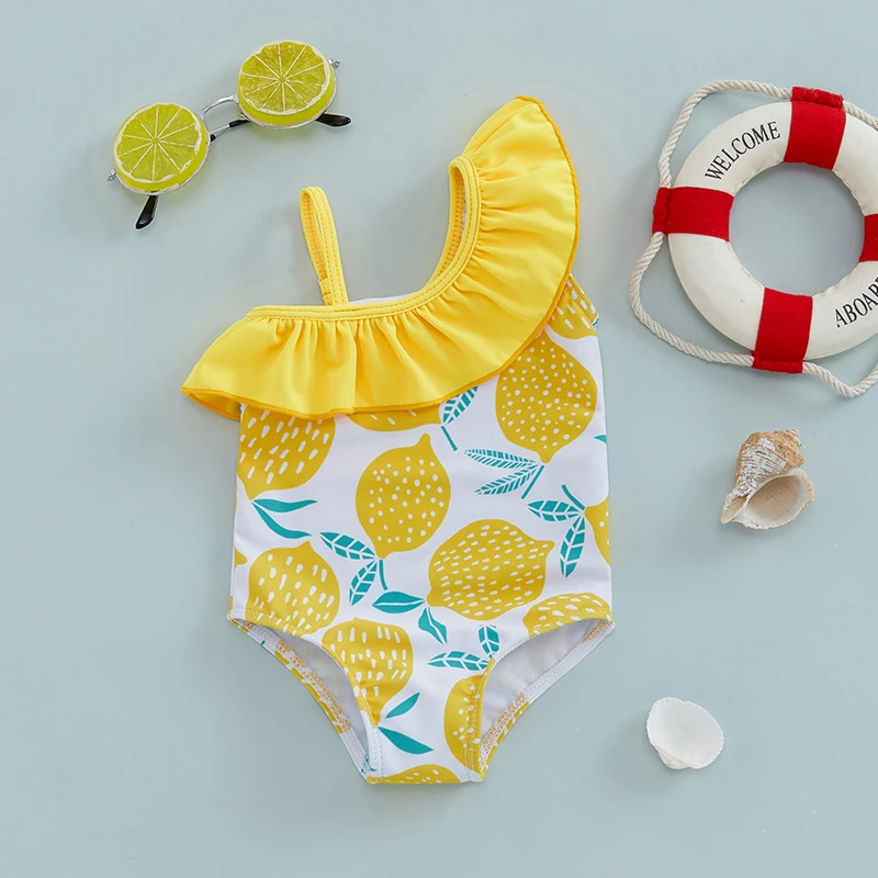 BodyBébé maillot citron à volant asymétrique jaune