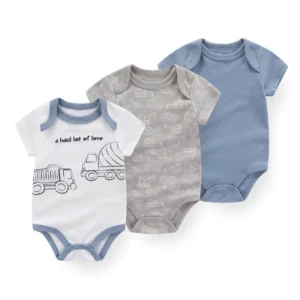 BodyBébé lot ton bleu gris motifs doux