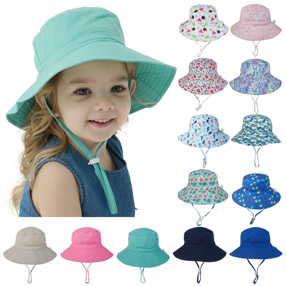 Chapeau bébé anti UV réglable à large bord couvrant