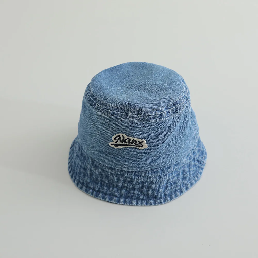 Chapeau bébé bleu seau été réglable style bob doux