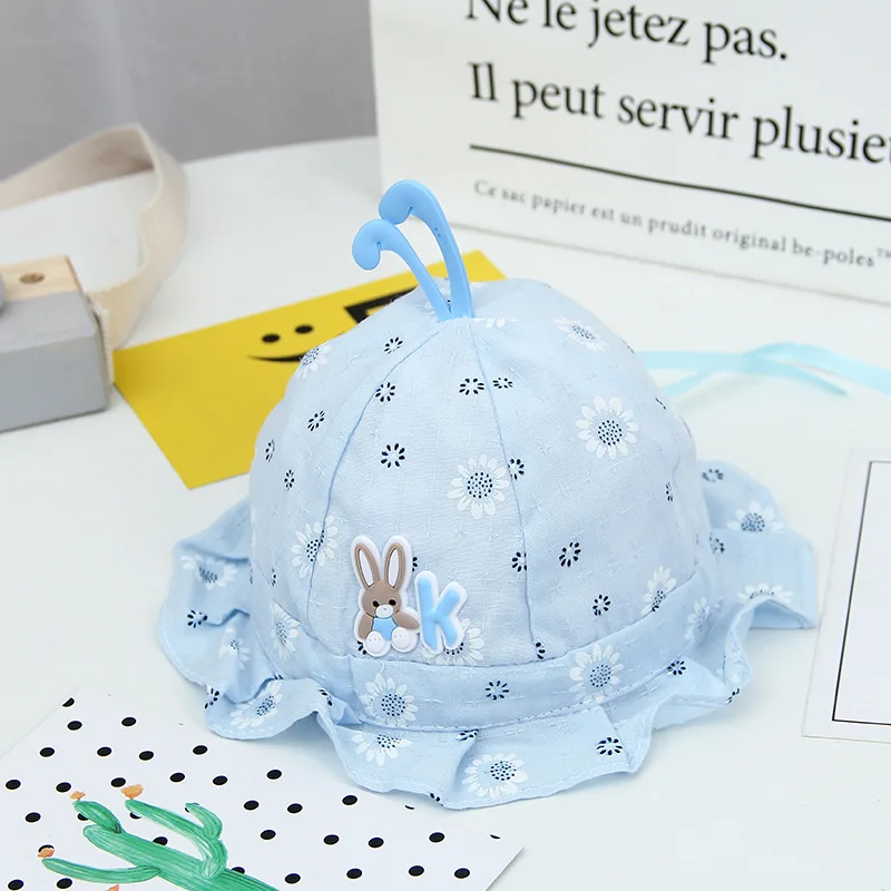 Chapeau bébé soleil anti UV motif lapin réglable été