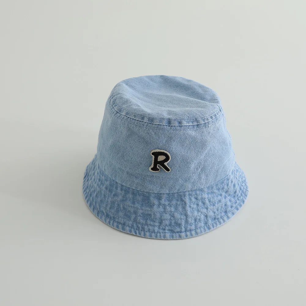 Chapeau bébé bleu seau été réglable style bob doux