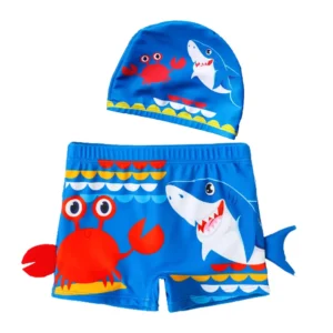 Maillot de bain bébé ensemble crabe et requin avec chapeau