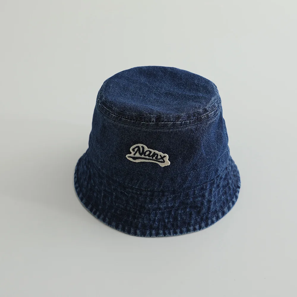 Chapeau bébé bleu seau été réglable style bob doux
