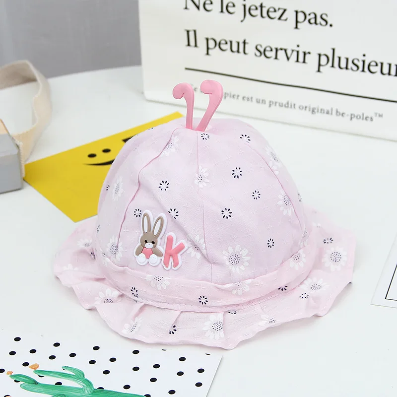 Chapeau bébé soleil anti UV motif lapin réglable été