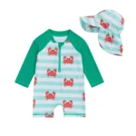 Maillot de bain bébé manches longues crabe chapeau