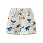 Maillot de bain bébé blanc pieuvres crabes short