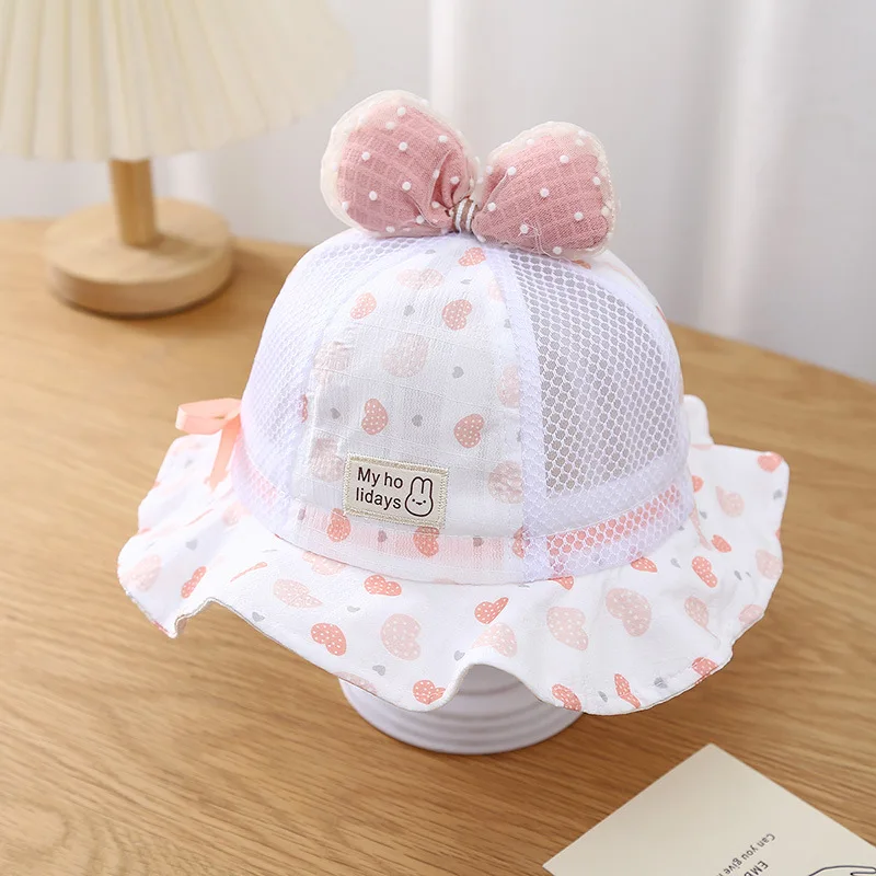 Chapeau bébé à large bord avec nœud léger été doux
