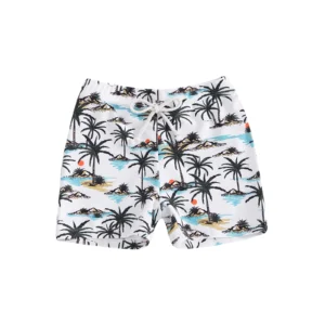 Maillot de bain bébé noir bermuda palmiers été