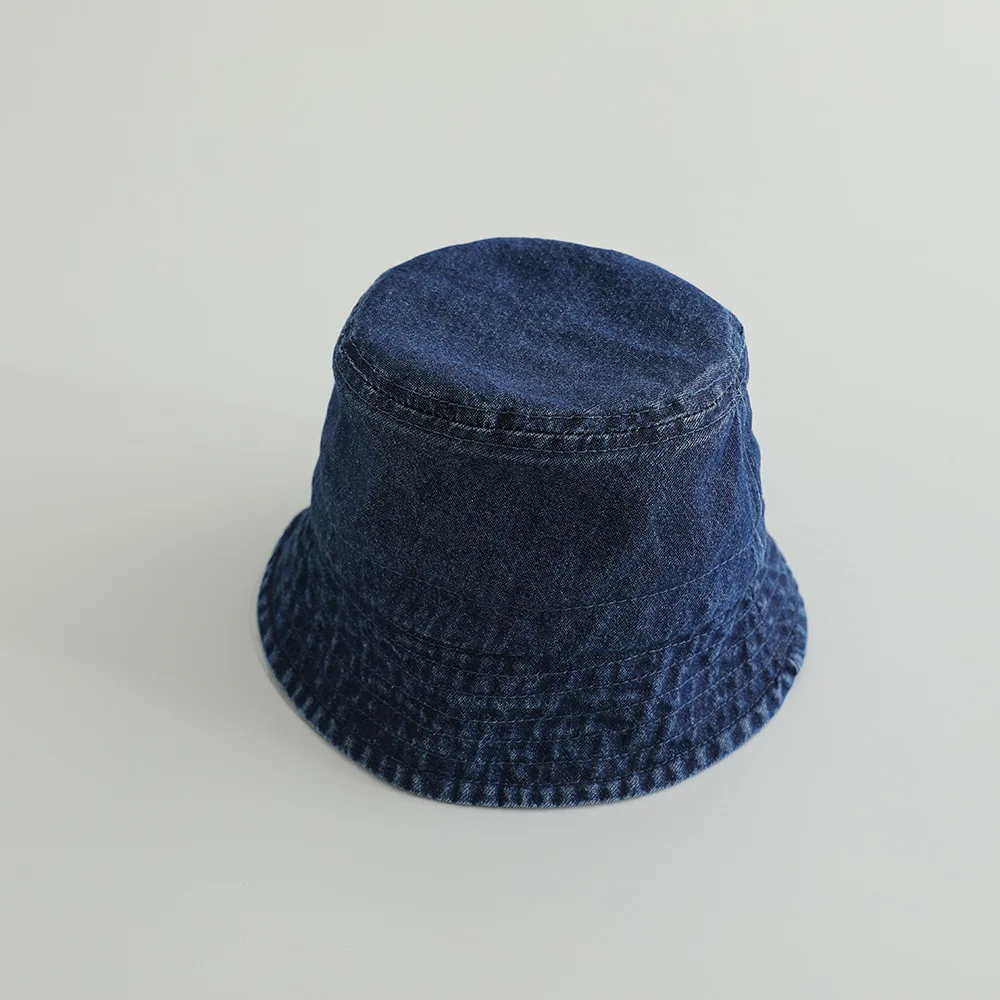 Chapeau bébé bleu seau été réglable style bob doux