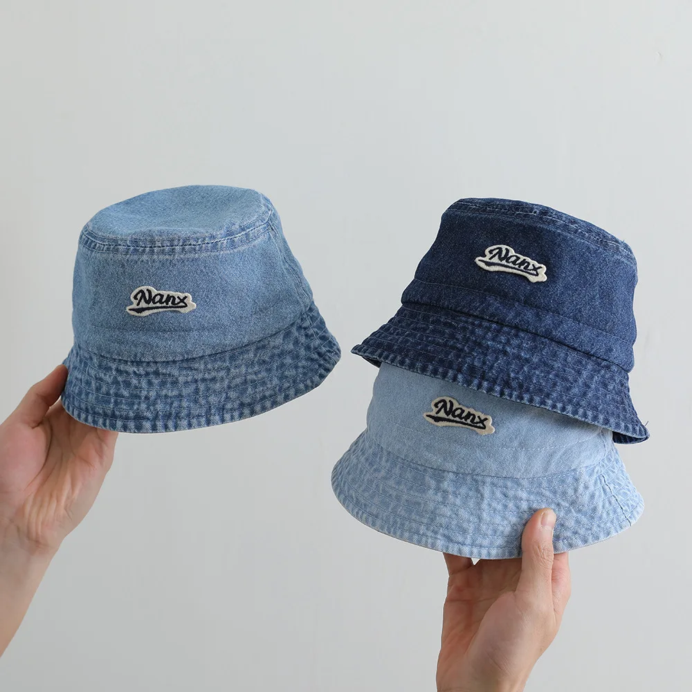 Chapeau bébé bleu seau été réglable style bob doux