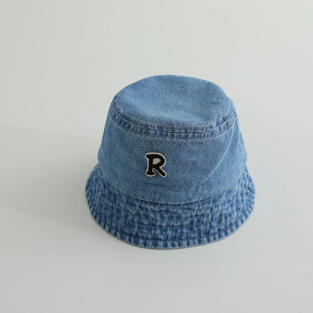 Chapeau bébé bleu seau été réglable style bob doux