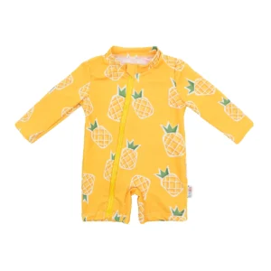 Maillot de bain bébé jaune anti UV manches longues ananas