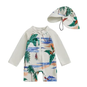 Maillot de bain bébé manches longues requin avec chapeau