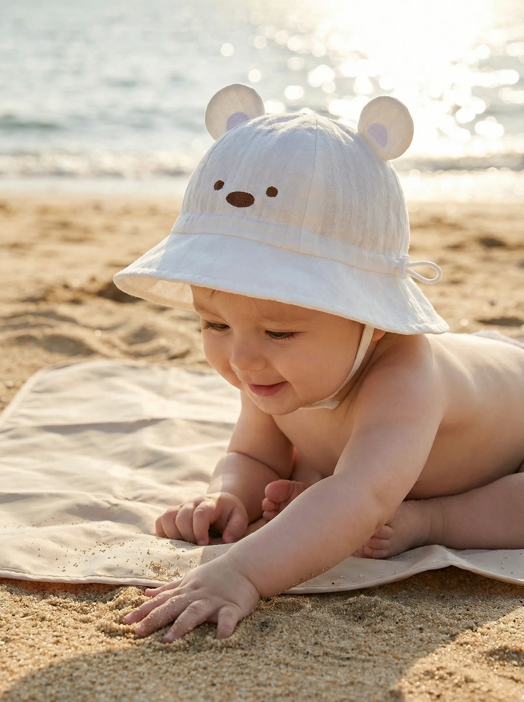 Chapeau bébé oreilles ourson léger de soleil printemps