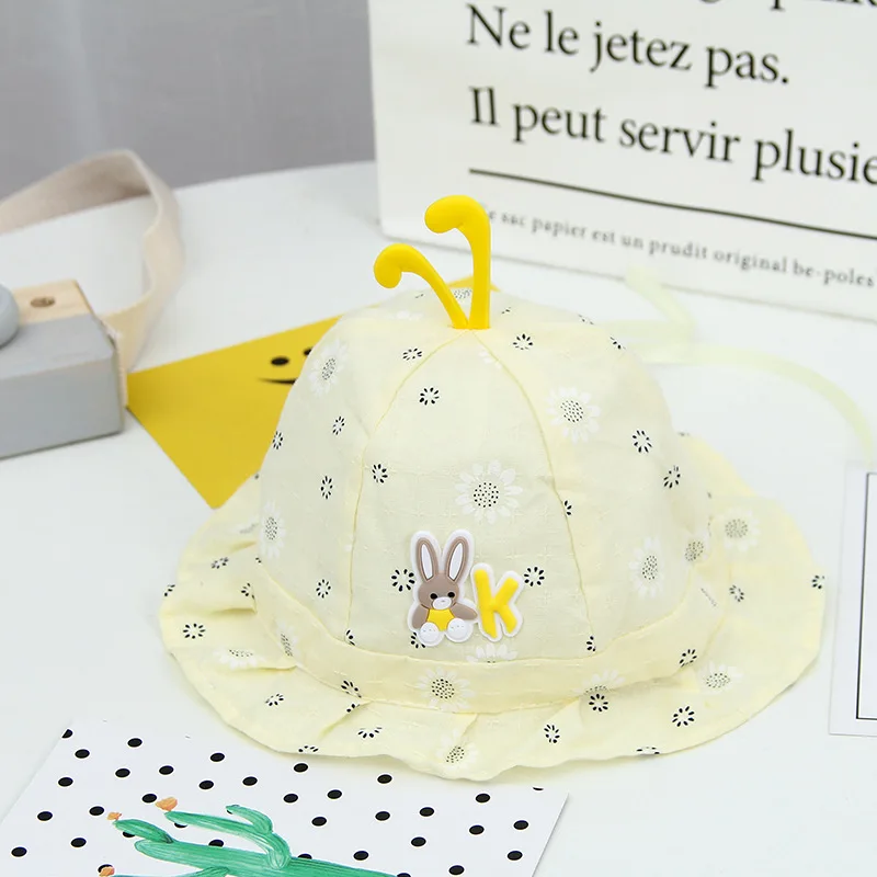 Chapeau bébé soleil anti UV motif lapin réglable été