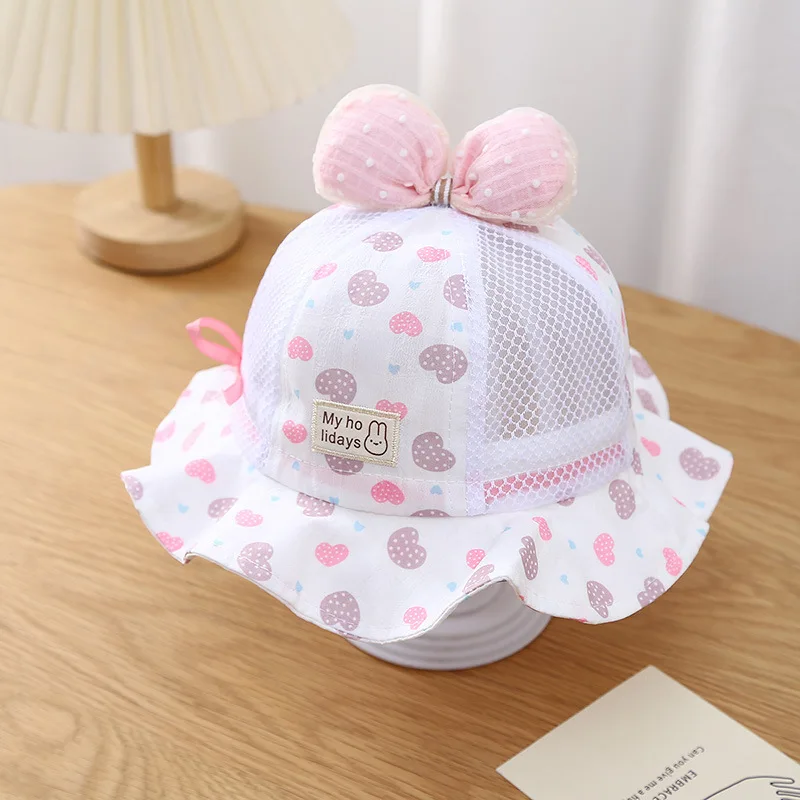 Chapeau bébé à large bord avec nœud léger été doux