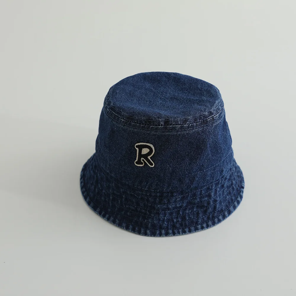 Chapeau bébé bleu seau été réglable style bob doux