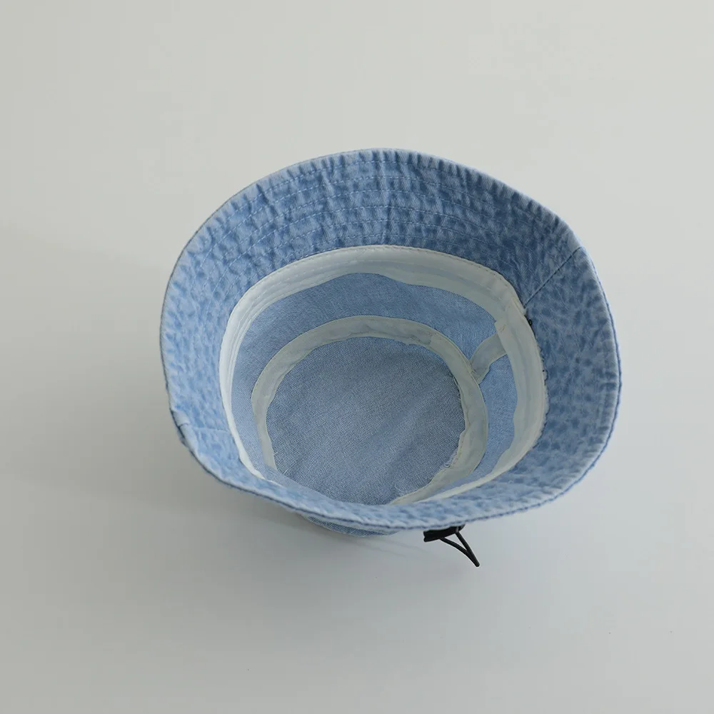 Chapeau bébé bleu seau été réglable style bob doux