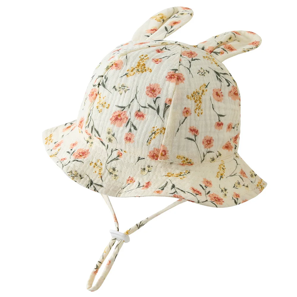 Chapeau bébé anti UV oreilles lapin réglable été