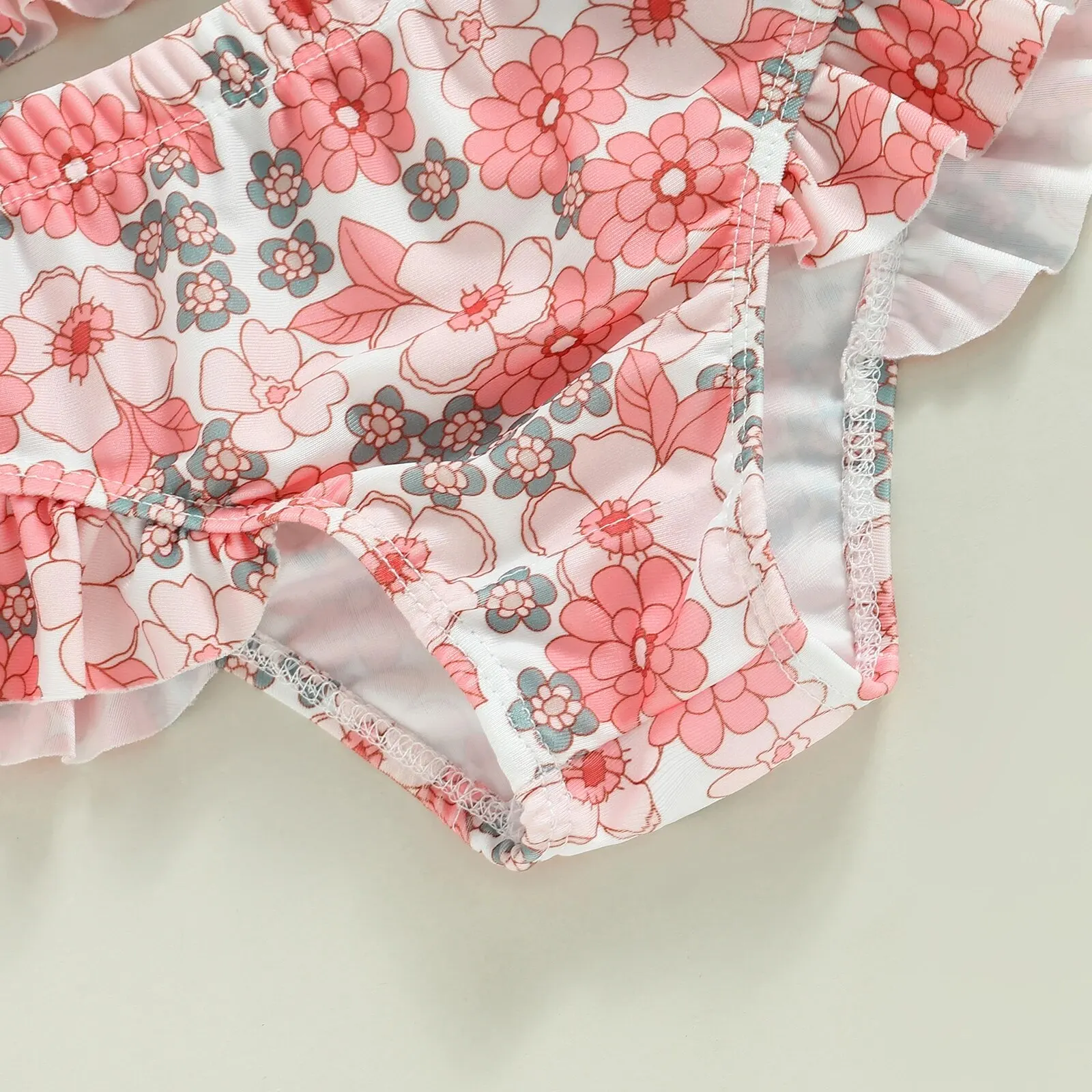 Maillot de bain bébé rose fleuri deux pièces