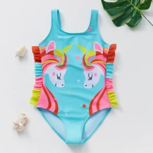 Maillot de bain bébé turquoise licorne une pièce