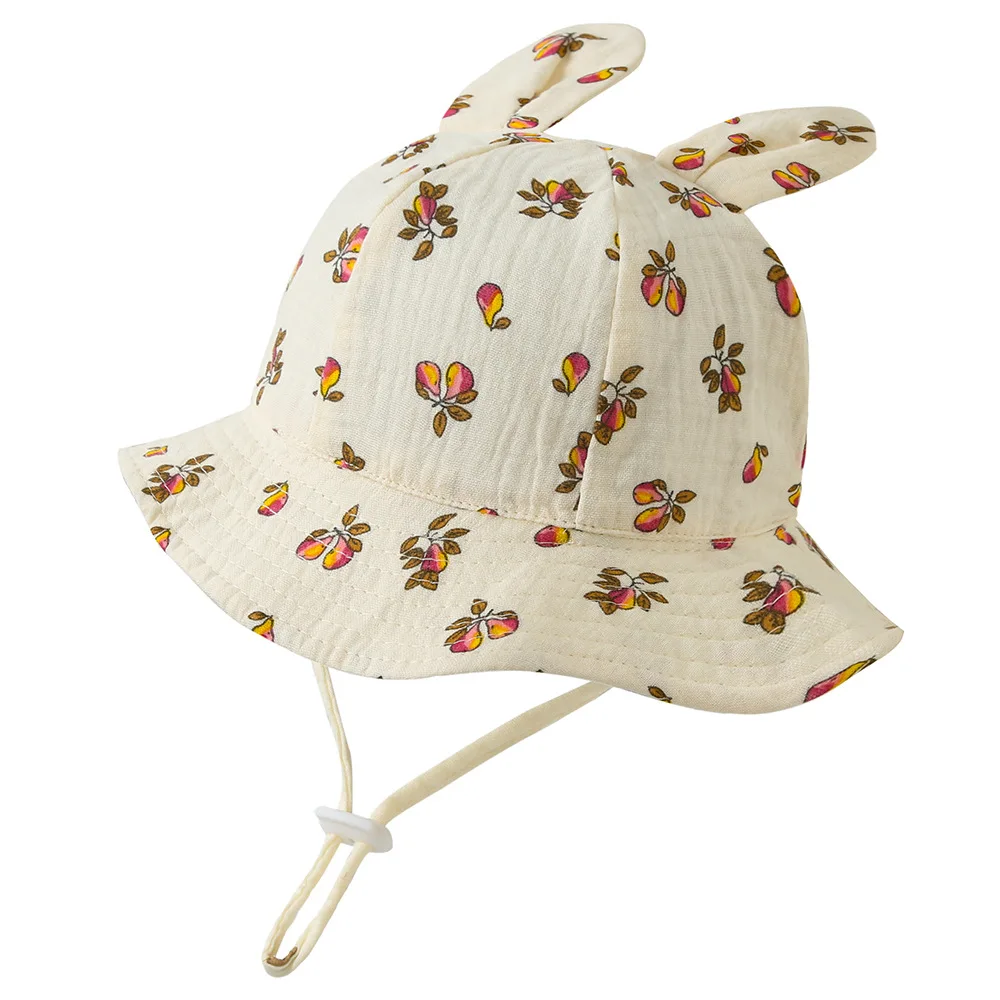 Chapeau bébé anti UV oreilles lapin réglable été