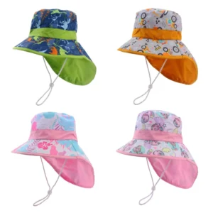 Chapeau bébé large bord anti UV protection nuque