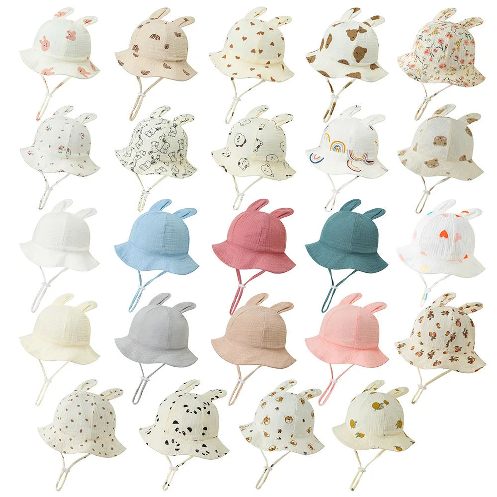 Chapeau bébé anti UV oreilles lapin réglable été