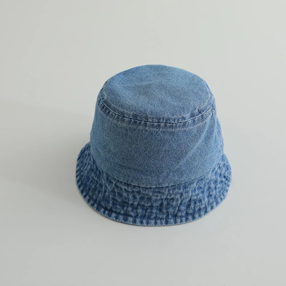 Chapeau bébé bleu seau été réglable style bob doux