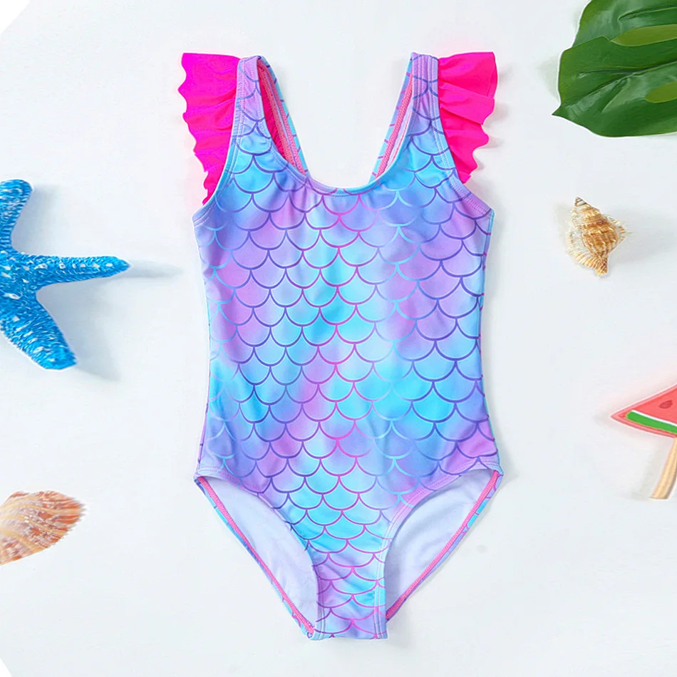 Maillot de bain bébé violet pastel une pièce volanté