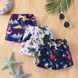 Short de bain bébé 3 pièces imprimé dinosaures été doux