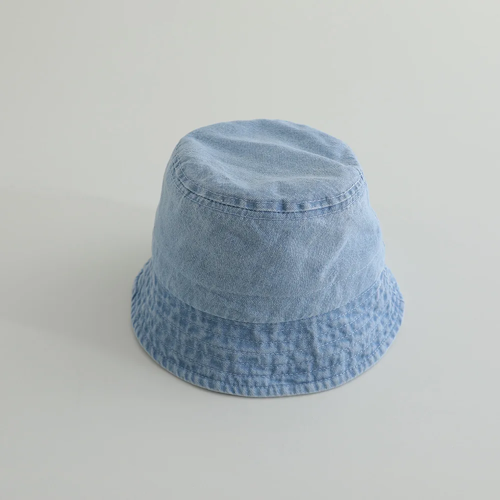 Chapeau bébé bleu seau été réglable style bob doux