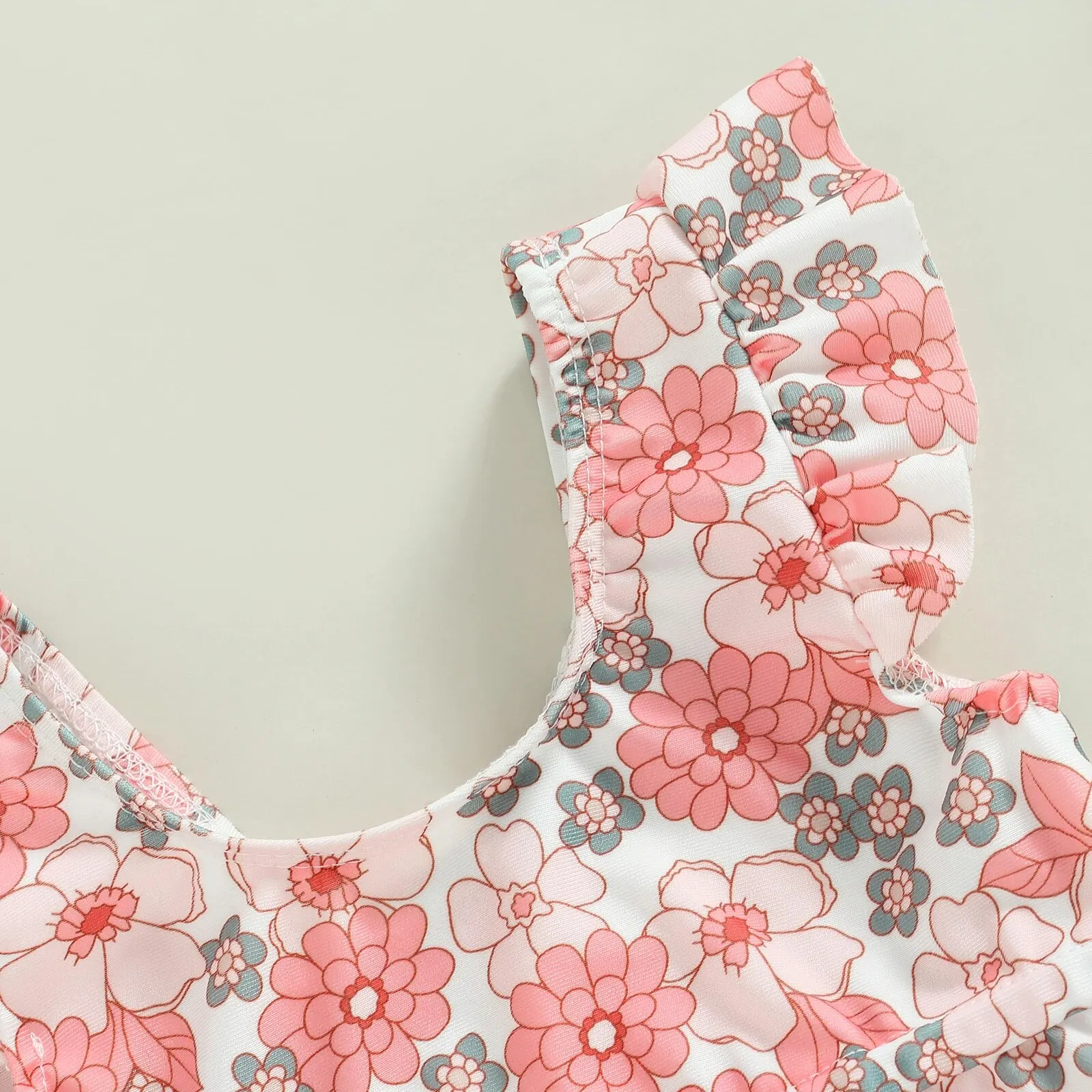 Maillot de bain bébé rose fleuri deux pièces
