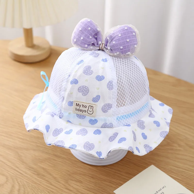 Chapeau bébé à large bord avec nœud léger été doux